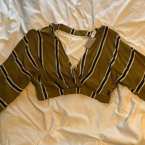 Tied Open-Back Long Sleeved Crop Top
